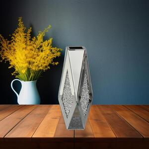 Crushed Diamond Flower Mirror Vase Silver Crystal Glass Vase