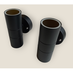 2 x Eclipse Black Up Down Outdoor Wall Light