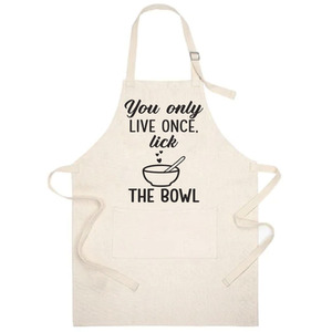 You Only Live Once Lick the Bowl Linen Adults Apron