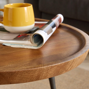 Brown / 60cm Home Source Manhattan Mango Wood Round Coffee Table with Metal Legs  shot 6078195