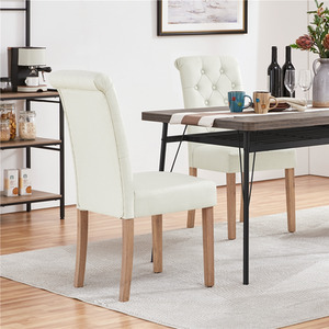 Beige Set of 2 Classic Padded High Back Dining Chair shot 6411609