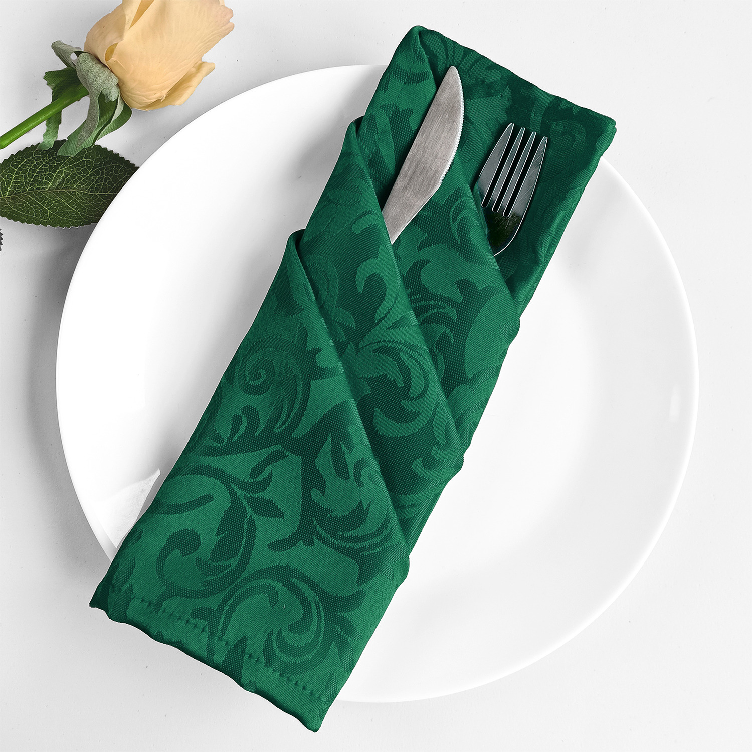 Image of Damask Swirl Pattern Polyester Table Napkins&hellip;
