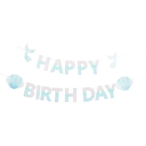 Mermaid Party Happy Birthday Banner