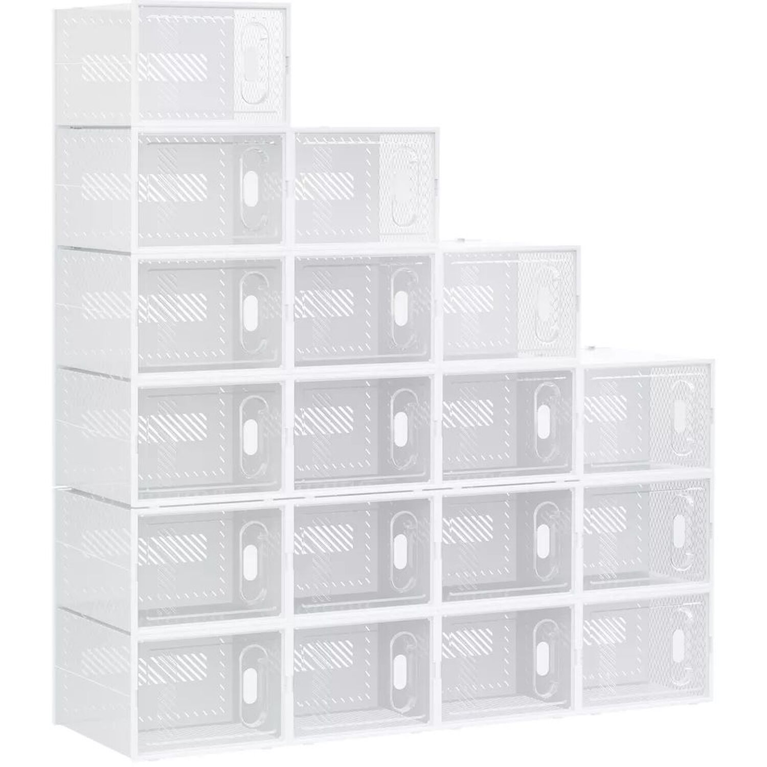 18pcs Stackable Clear Plastic Shoe Storage Box - White