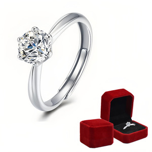 Women's Moissanite Element Six-claw Ring