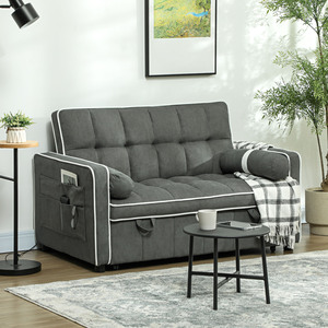 HOMCOM 2 Seater Sofa Bed with Adjustable Backrest Pillows