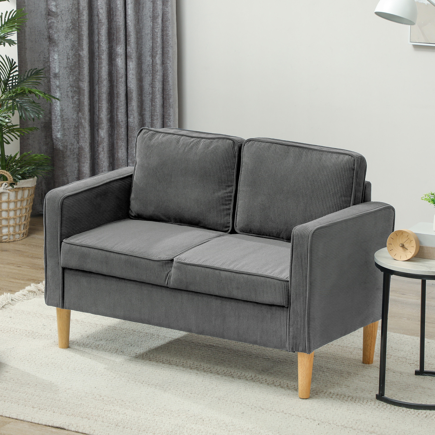 HOMCOM Compact 2 Seater Sofa with Under Seat Storage