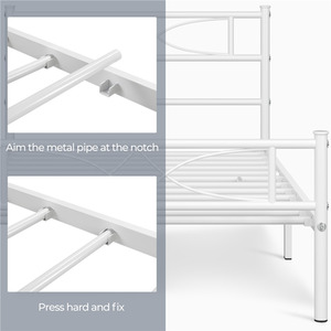 White / Single Metal Bed Frame with Curved Design shot 7449028