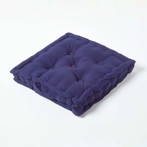 Navy / 8cm Homescapes Cotton Floor Cushion shot 7472759