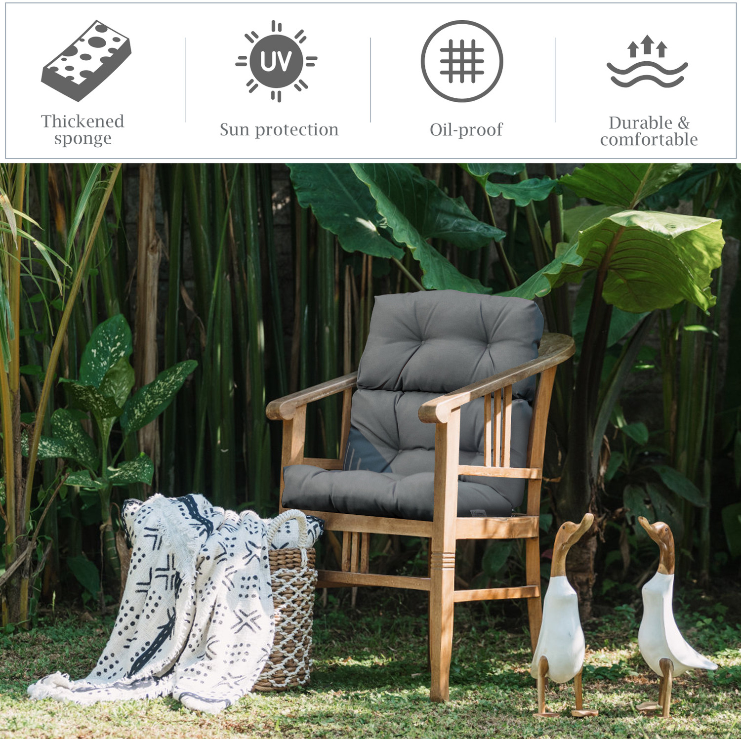 High Back Chair Cushion - Grey