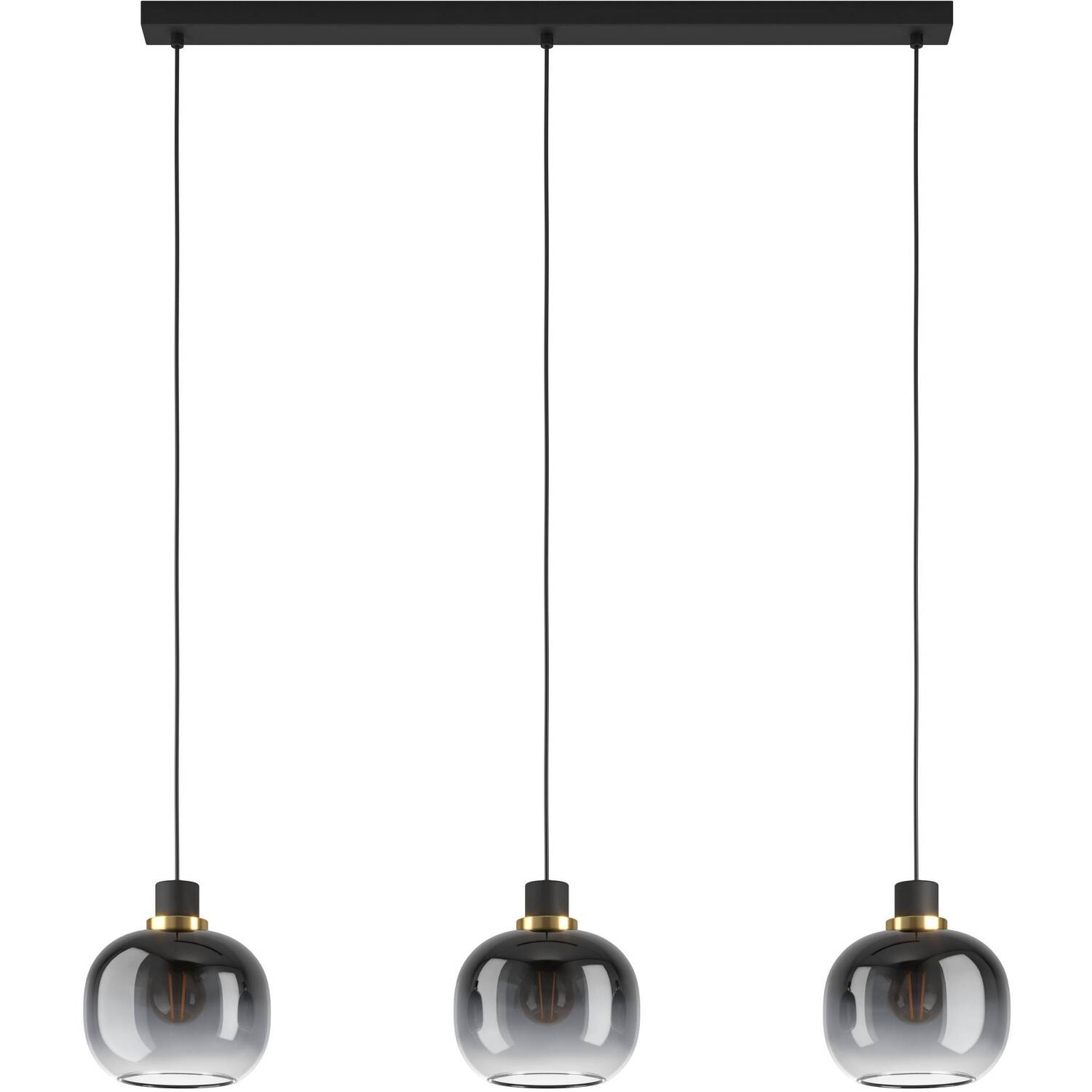 Eglo Oilella Linear Black And Grey Glass Pendant Light - Black Brass