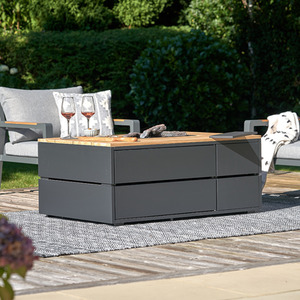 120cm Teak Rectangular Fire Pit Table