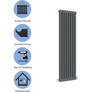 Anthracite / 150cm / 38cm Vertical Traditional Cast Iron Style Radiator 1500-1800mm 2 Column Anthracite shot 8210137