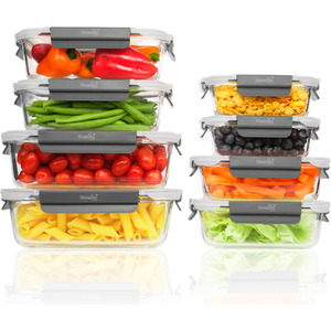 Homiu 8 Pack Glass Food Containers with Lids
