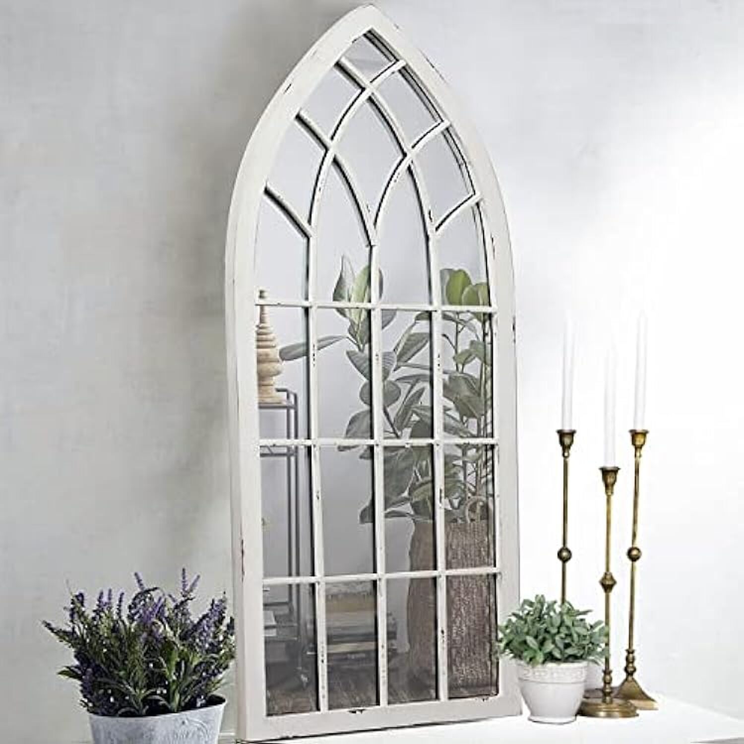 Arc Wall Mount Frame Mirror White Brush 90x60 Cm - White Brush