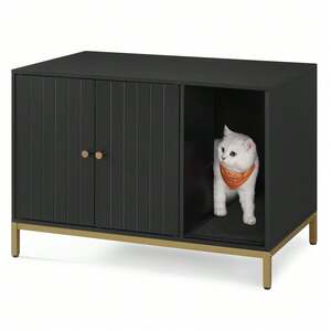 Hidden Litter Box Enclosure with Scratching Mat