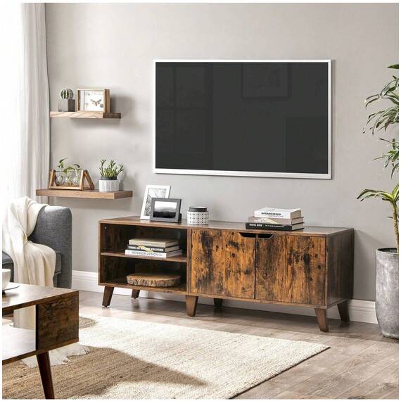 VASAGLE TV Stand with 2 Doors and Adjustable Shelves