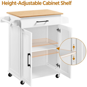 White Yaheetech Rolling Kitchen Island Cart with Storage shot 9626870