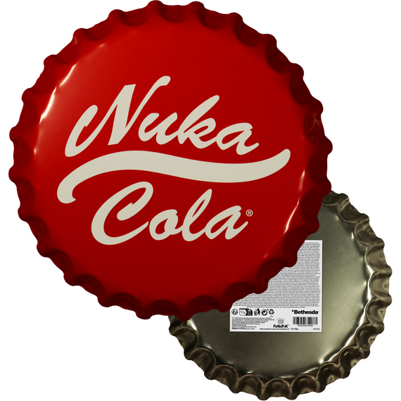 Fallout Nuka-Cola Bottle Cap Large Novelty Tin Sign with Hanging Tab