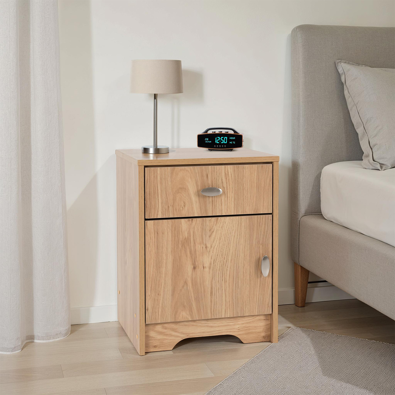 Carlton 1 Door 1 Drawer Bedside - Medium Oak