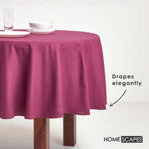 Plum Plain Cotton Round Tablecloth shot 9903883