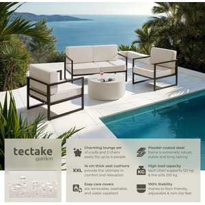 Garden Furniture Comosa - For 4 People, XXL Padding, 1 Sofa, 2 Armchairs