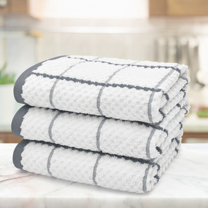 Grey Set of 3 Checkered Tea Towels shot 10278695