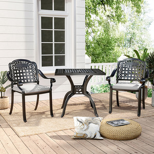 Garden 3PCS Cast Aluminium Coffee Tea Table Chair Set Outdoor Furniture