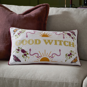 Good Witch Embroidered Velvet Cushion Cover 50 x 30cm