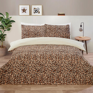 Leopard Print Faux Fur Duvet Set