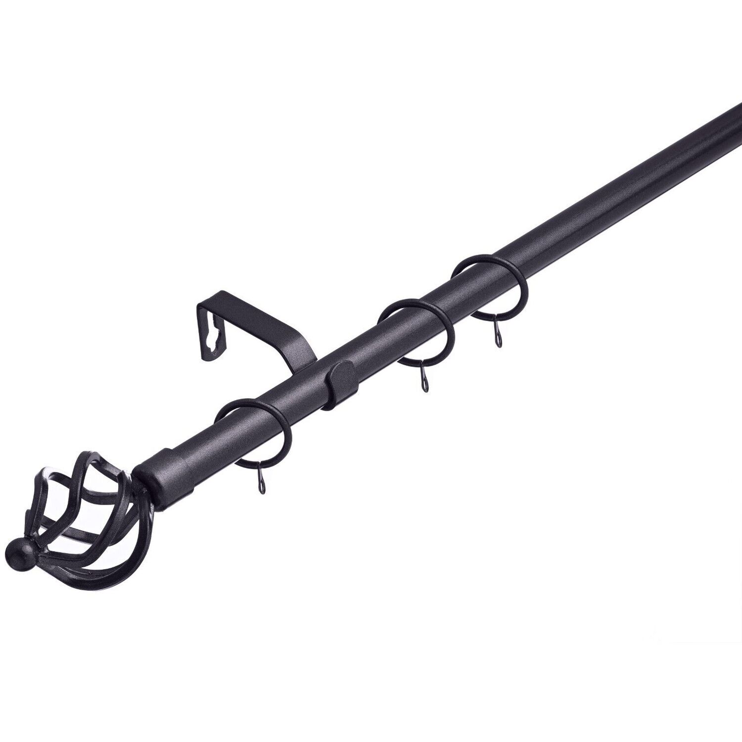 19 mm Extendable Metal Curtain Poles Rods - Gun Metal / 120cm