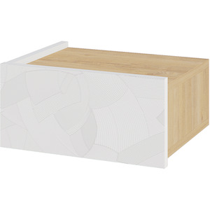 White, Oak Wall Bedside Table with Drawer Handleless Nightstand shot 10683994