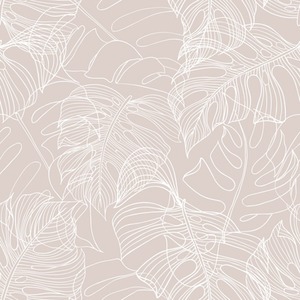 Monstera Leaf Wallpaper in Nude