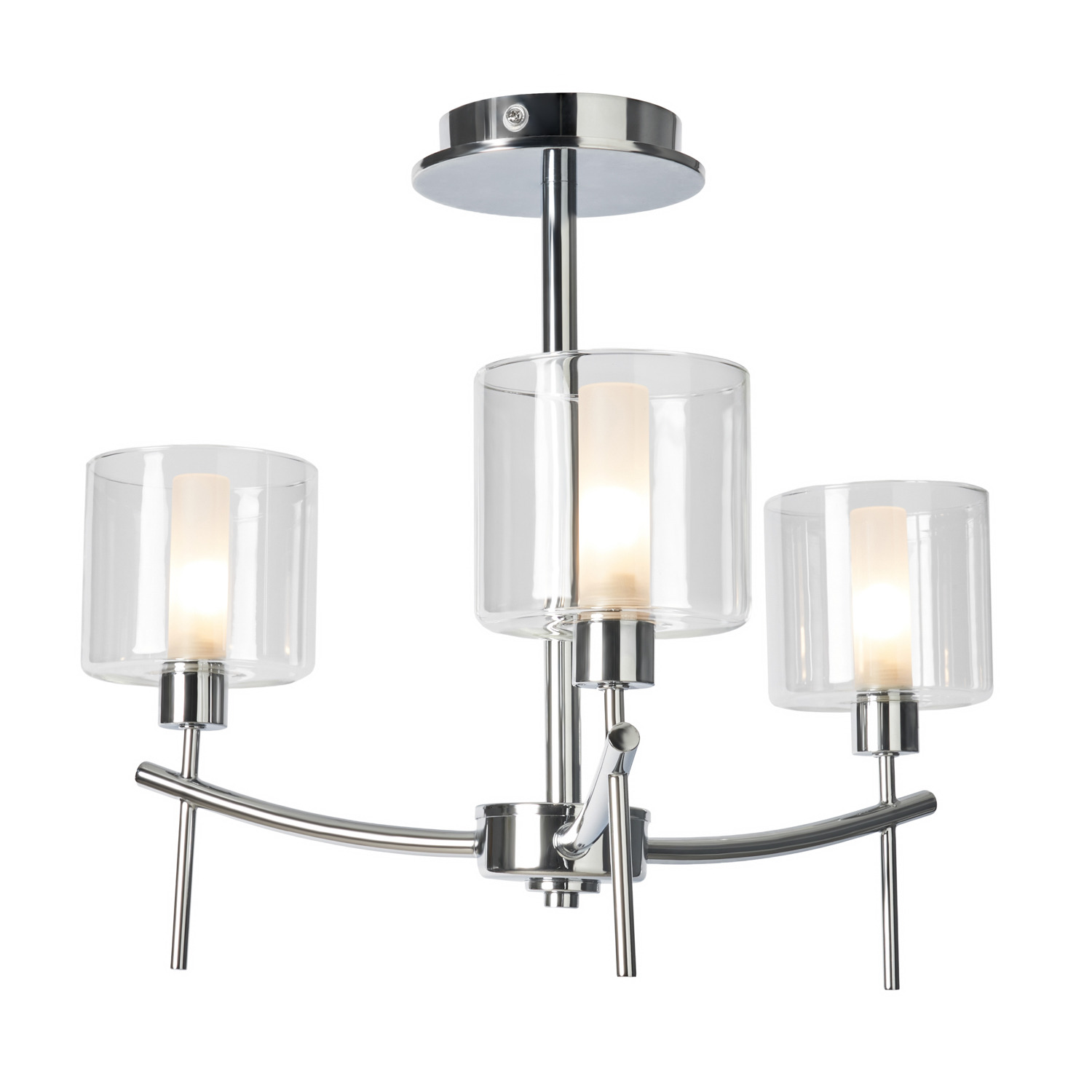 Laverne 3 Light Bathroom Semi Flush Ceiling Light - Chrome