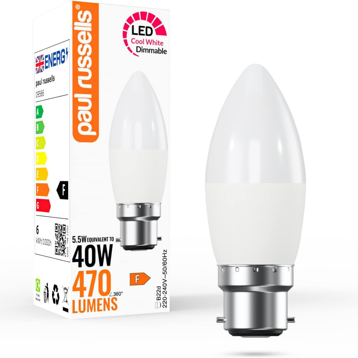Image of 5.5W LED Can, Dimmable, B22, 470lm,&hellip;