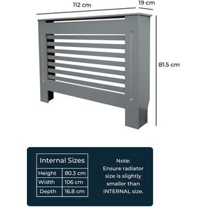 Matt Grey / 112cm Horizonal Slatted Radiator Cover shot 11273469
