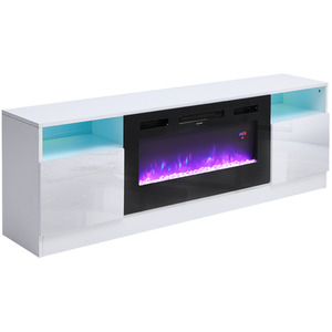 Lifeideas Recessed Electric Fireplace TV Stand with Storage
