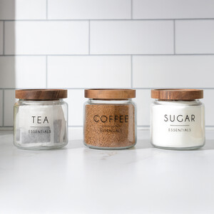 Set of 3 Glass Tea Coffee and Sugar Canisters