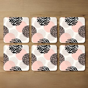 Abstract Geometrics With Animal Print And Circles Coaster