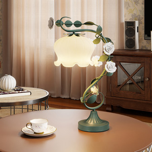 Bedside Table Lamp with Lily Lampshade
