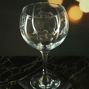 Engraved Set of 4 Cubata Gin Balloon 22.5oz Horse Pattern Design