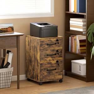 HOMCOM 3 Drawer File Cabinet Rolling Filing Cabinet for A4 and Letter