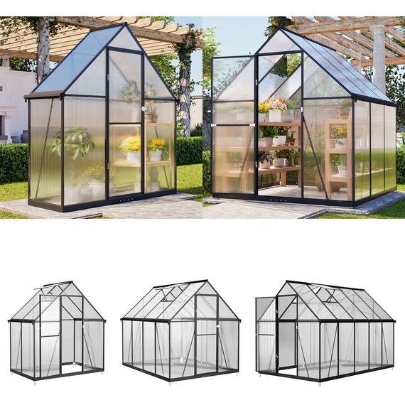 BIRCHTREE Polycarbonate Greenhouse Walk-In Green House Aluminium Frame
