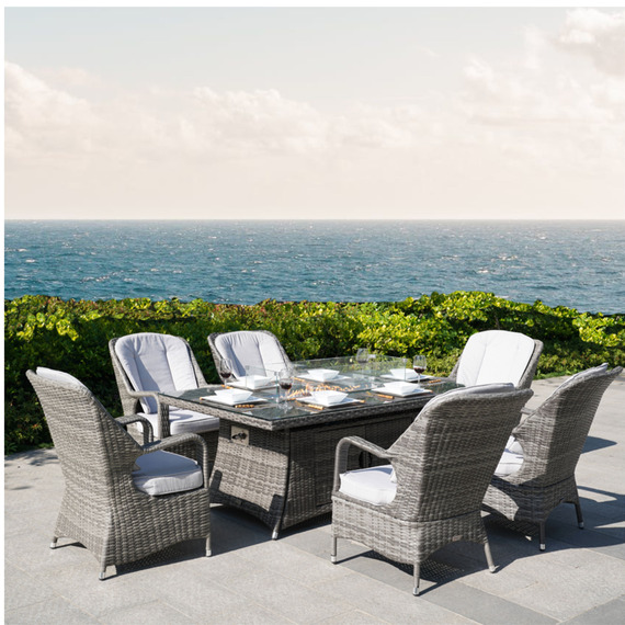 Abrihome 6 Seater Rectangle Fire Pit Table Set