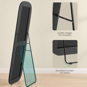 Ink Black Full Length Mirror, 160 x 50 cm, Rounded Rectangle Full Body Floor  shot 12419974