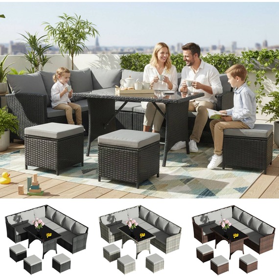 BIRCHTREE Rattan Garden Furniture Patio Set 