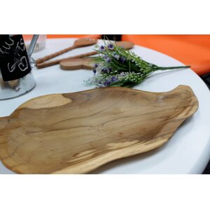 Handcrafted Teak Leaf Shaped Root Bowl Unique Natural Decor Serving Vessel