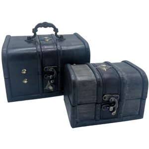 Set of 2 Grey Treasure Chests for Stylish Storage Decor