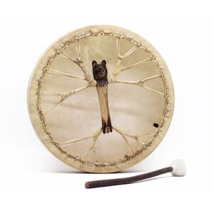 Spirit of the Bear Tunable Shaman Drum 40cm Handcrafted Acacia Goatskin