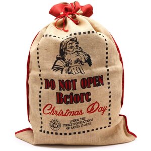 Do Not Open Before Christmas Jute Sack Festive Gift Storage